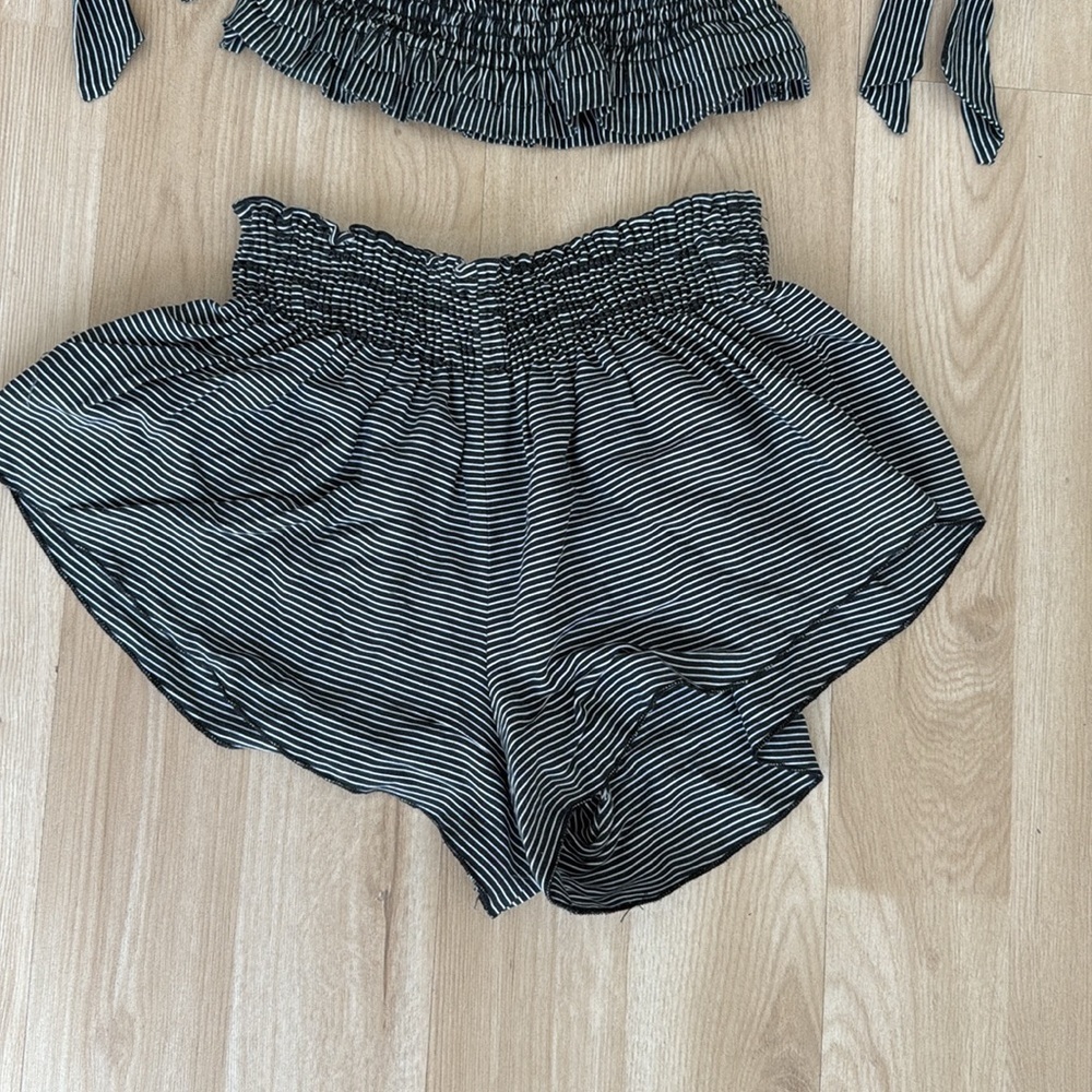 Blue Life Striped Black and White Women's Shorts Set - Picture 3 of 6